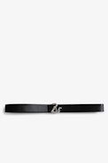 Ceinture ZV Initiale Snake - Ceinture en cuir noir à boucle ZV serpent femme