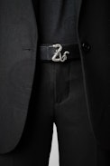 Ceinture ZV Initiale Snake - Ceinture en cuir noir à boucle ZV serpent femme