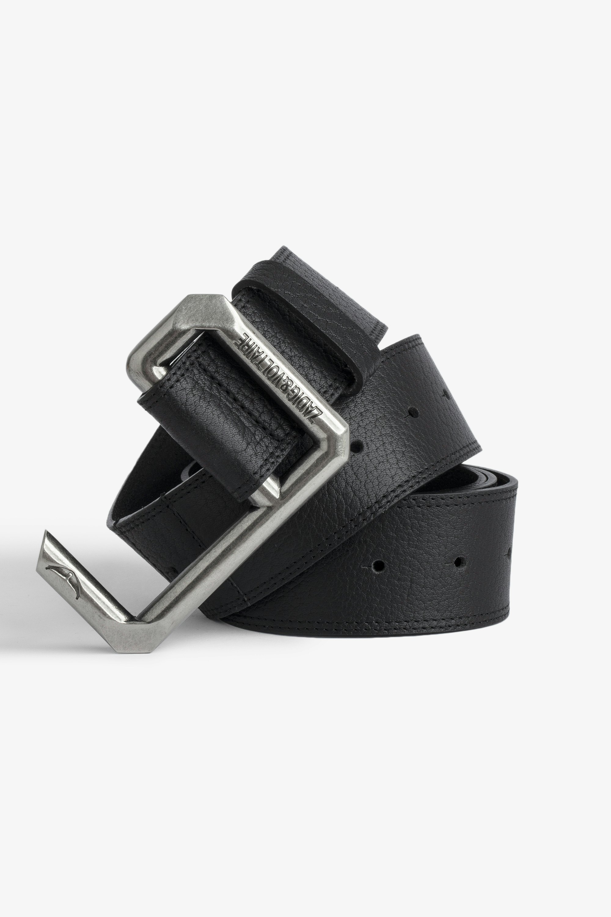 La Cecilia 5 mm ベルト Women's adjustable black leather belt with C-shaped buckle