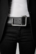 La Cecilia 50 mm Belt - Women's adjustable black leather belt with C-shaped buckle.