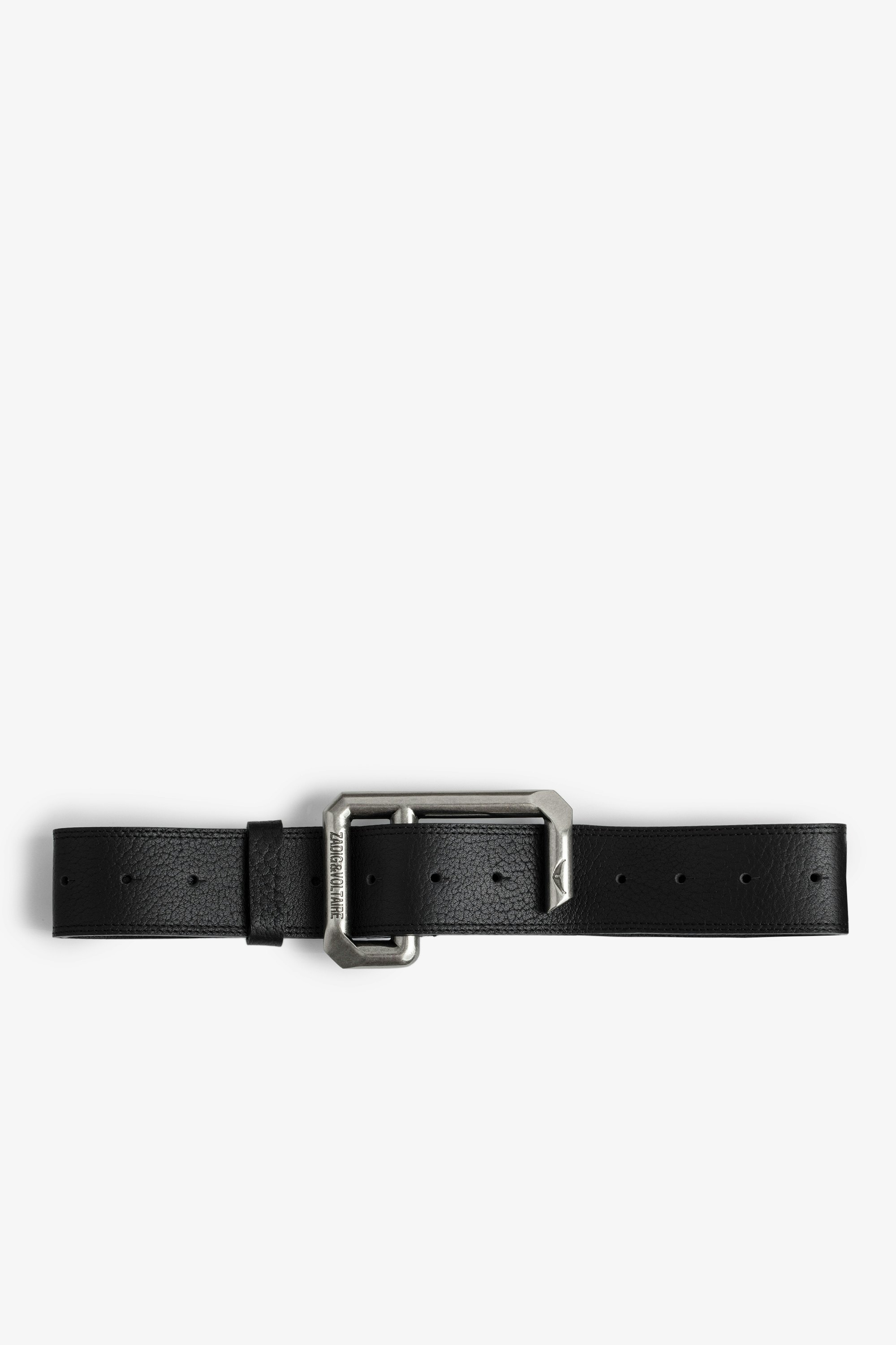 La Cecilia 50 mm Belt - Women's adjustable black leather belt with C-shaped buckle.