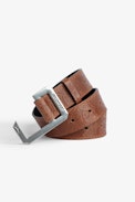 Cinturón Le Cecilia Embossée 35 mm - Cinturón de piel parda con hebilla C para mujer