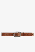 Cinturón Le Cecilia Embossée 35 mm - Cinturón de piel parda con hebilla C para mujer
