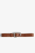 Cinturón Le Cecilia Embossée 35 mm - Cinturón de piel parda con hebilla C para mujer