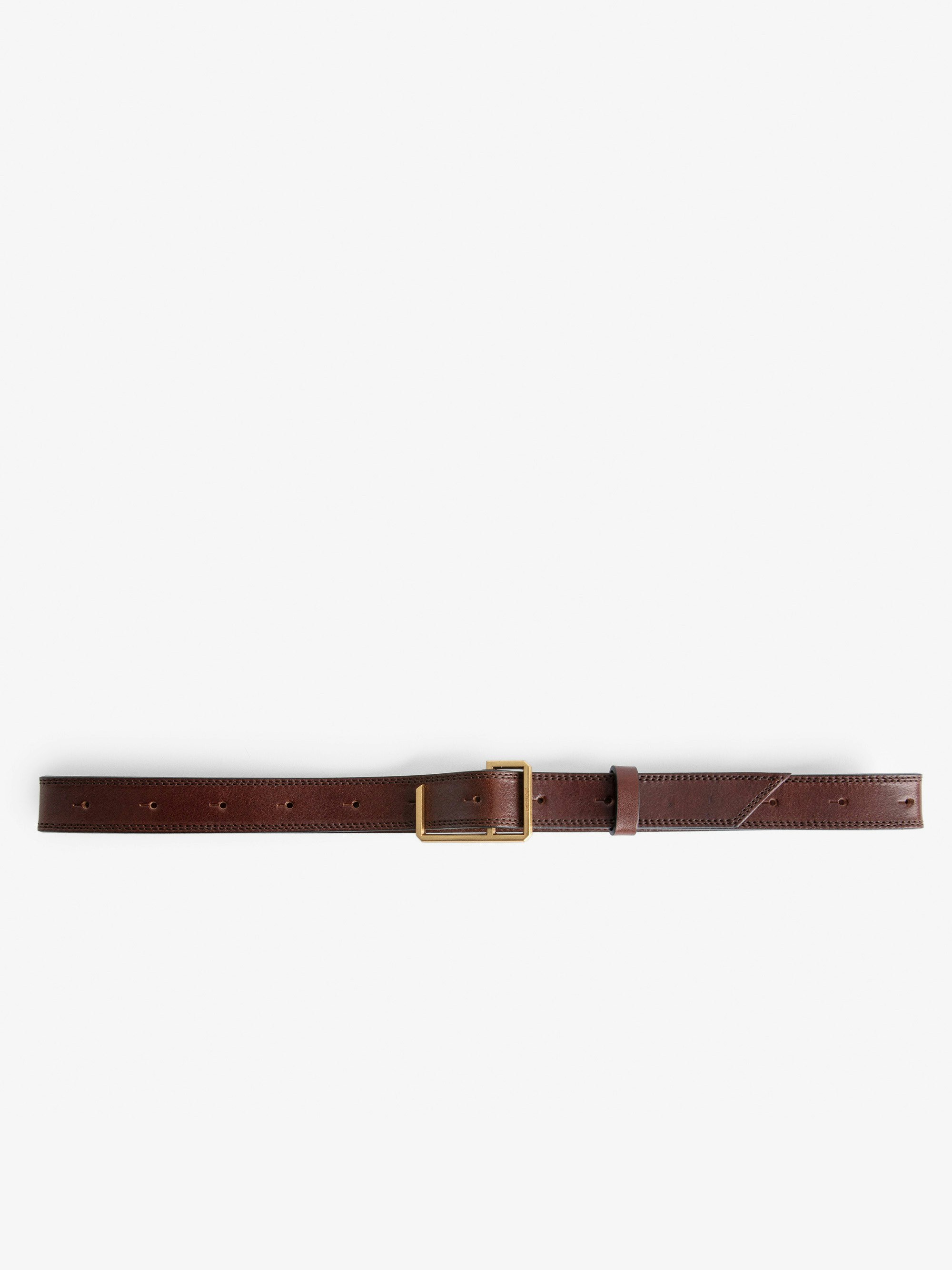 Cintura La Cecilia Obsession - Cintura regolabile in pelle a concia vegetale marrone con fibbia a C.