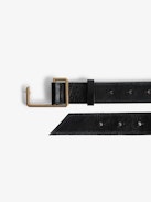 La Cecilia Obsession Belt - Women's black leather belt with gold-tone C buckle.