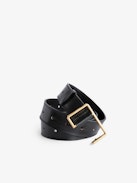 La Cecilia Obsession Belt - Women's black leather belt with gold-tone C buckle.