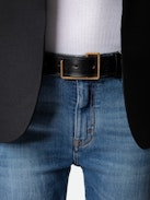 La Cecilia Obsession Belt - Women's black leather belt with gold-tone C buckle.