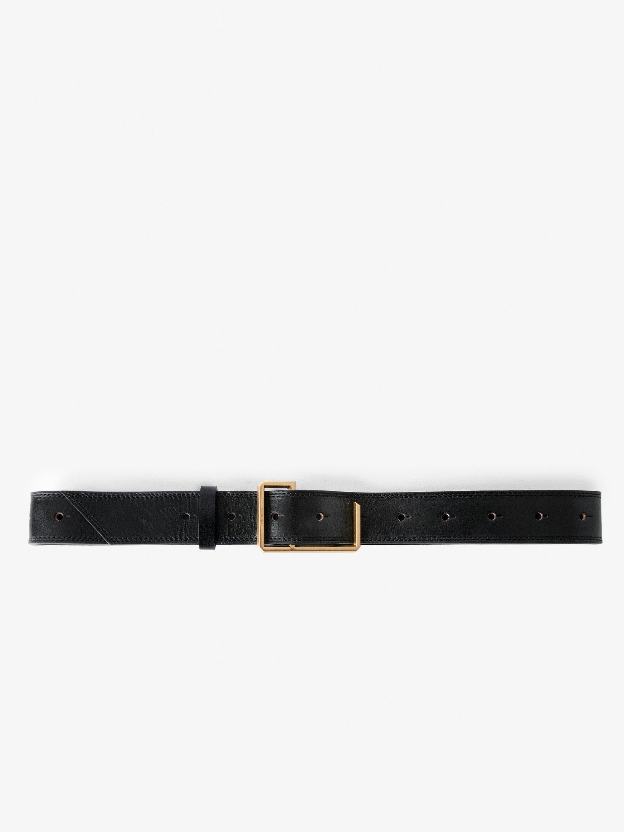 La Cecilia Obsession Belt - Women's black leather belt with gold-tone C buckle.