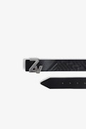 ZV Initiale La Best Belt - Women’s black quilted vegetable-tanned leather belt with ZV buckle and overstitching.