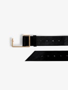 La Cecilia Obsession Belt - Adjustable black vegetable-tanned leather belt with C buckle.