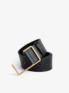 La Cecilia Obsession Belt - Adjustable black vegetable-tanned leather belt with C buckle.