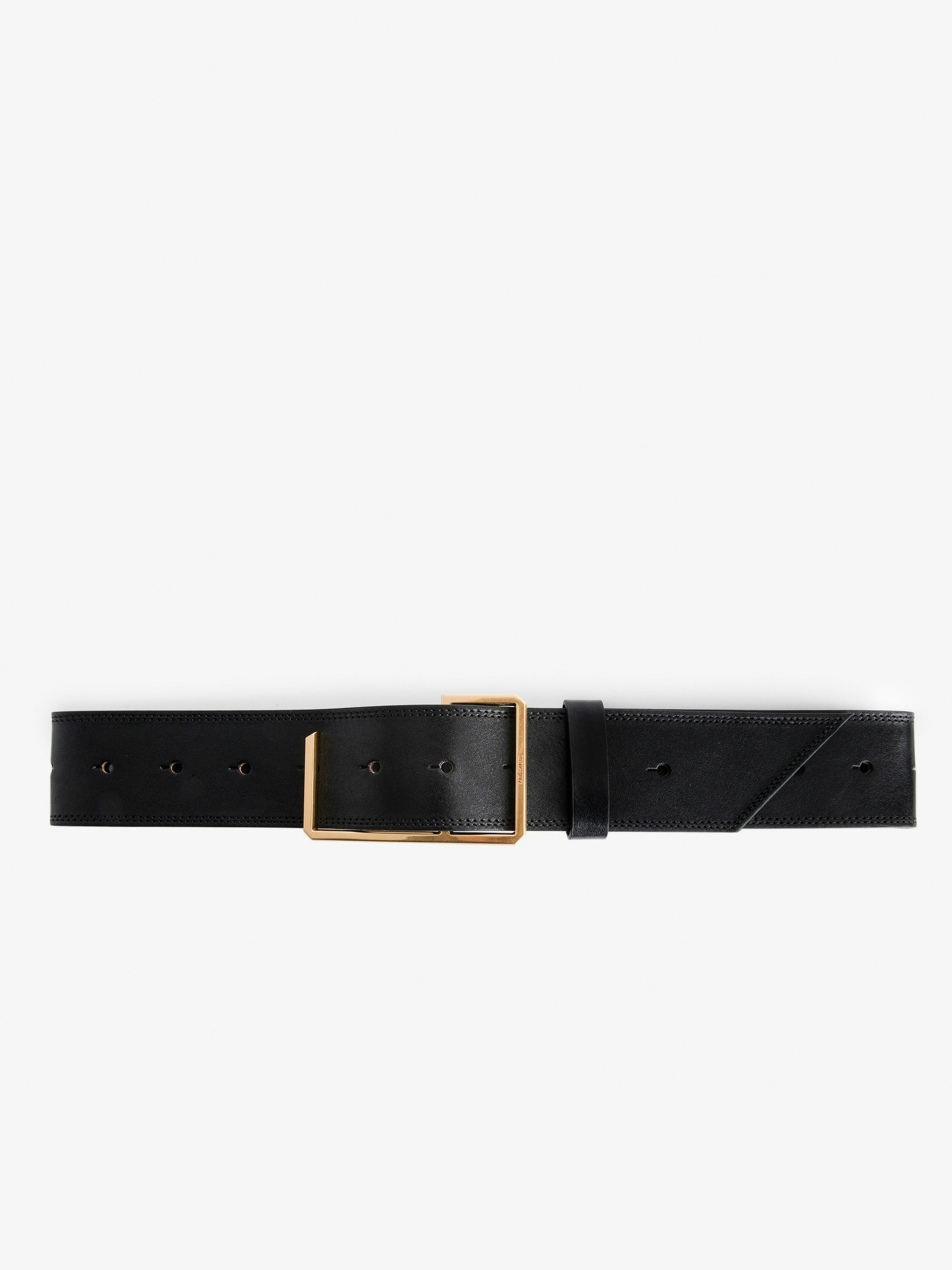 Cintura La Cecilia Obsession - Cintura regolabile in pelle a concia vegetale nera con fibbia a C.