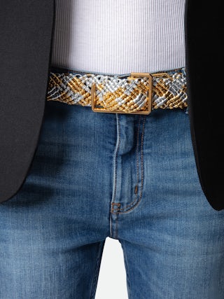 Ceinture La Cecilia Obsession - Ceinture ajustable en cuir tressé à boucle C et empiècements.