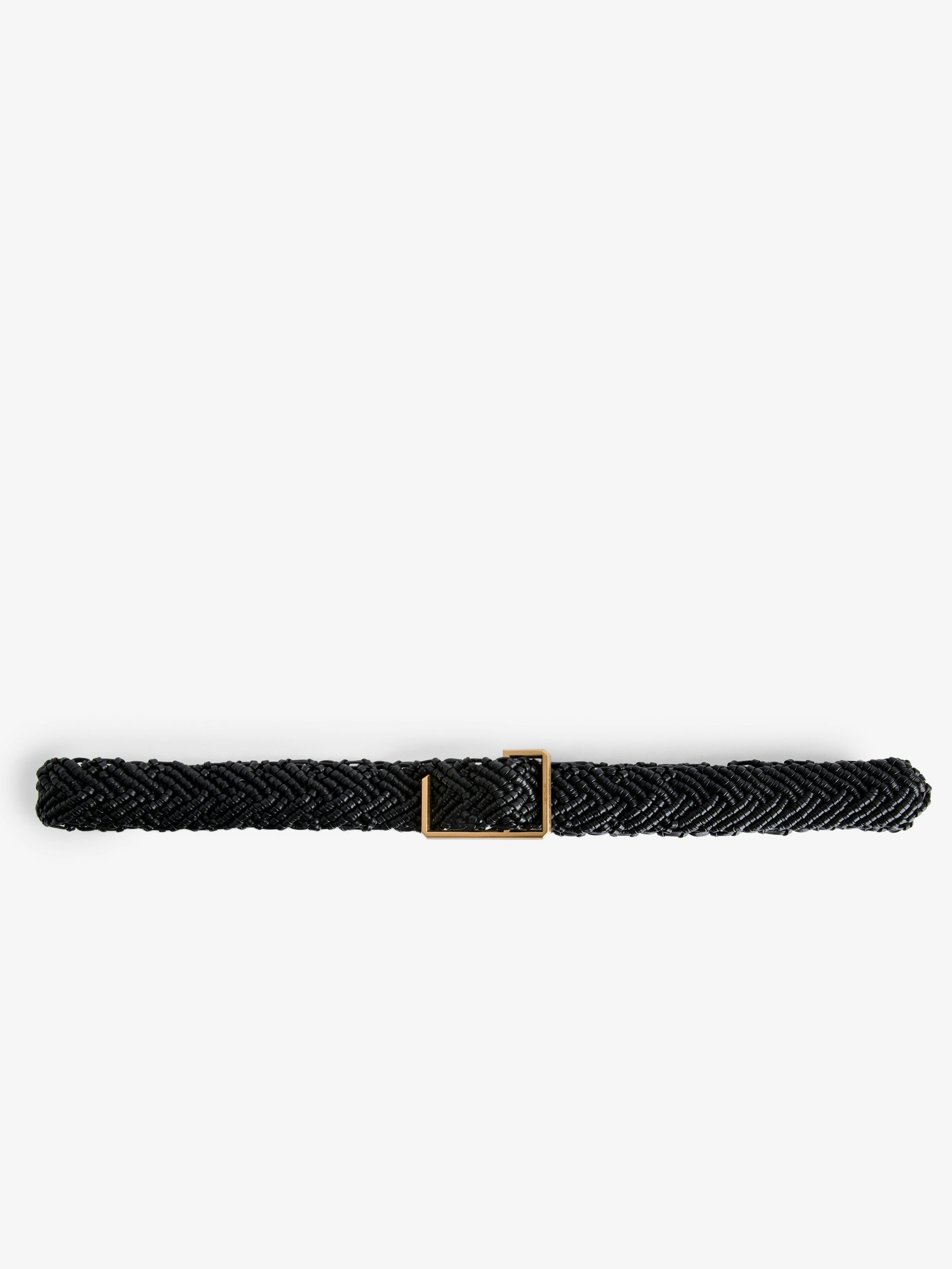 La Cecilia Obsession Belt - Adjustable black grained and braided leather belt with C buckle.