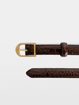 Cintura Rise Coccodrillo 20mm - Cintura in pelle goffrata effetto coccodrillo con finitura lucida.