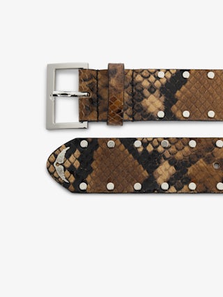 Starlight Belt - Leather belt with snake effect and stud embellishments.