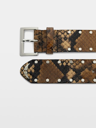 Belt Starlight 35mm - Leather belt with snake effect and stud embellishments.