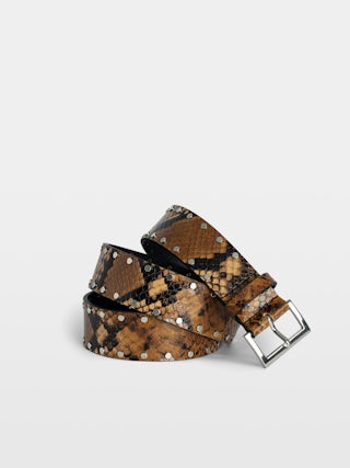 Belt Starlight 35mm - Leather belt with snake effect and stud embellishments.