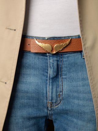 Ceinture Rock Reversible 30mm - Ceinture réversible de largeur 30mm en cuir grainé avec signature ailes sur la boucle.