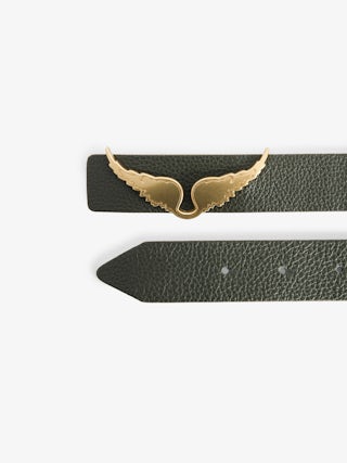 Ceinture Rock Reversible 30mm - Ceinture réversible de largeur 30mm en cuir grainé avec signature ailes sur la boucle.