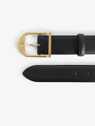 Belt Rise 35 mm - 35mm wide smooth leather belt with signature wings on the buckle.