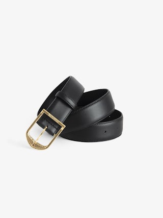Belt Rise 35 mm - 35mm wide smooth leather belt with signature wings on the buckle.