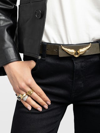 Gürtel Rock Reversible Vintage 30mm - 30 mm breiter, wendbarer Gürtel aus Leder im Vintage-Stil mit flügelförmiger Schnalle.