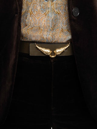 Gürtel Rock Reversible Vintage - 30 mm breiter, wendbarer Gürtel aus Leder im Vintage-Stil mit flügelförmiger Schnalle.