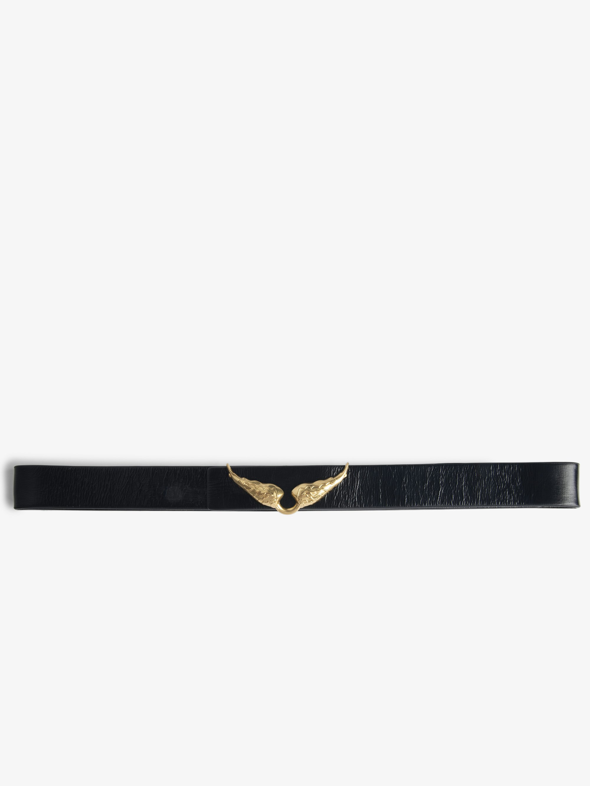 Rock Reversible Vintage Belt - 30mm wide reversible belt in vintage-inspired leather with wing-shaped buckle.