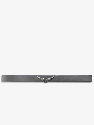 Ceinture Rock Reversible Vintage 30mm - Ceinture réversible de largeur 30mm en cuir effet vintage avec boucle en forme d'ailes.