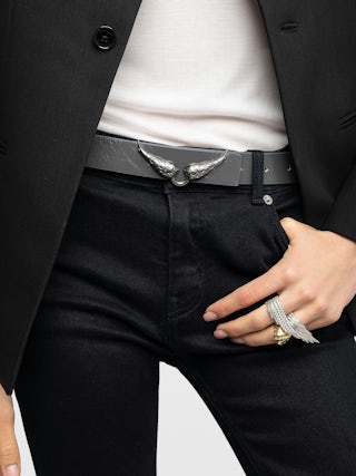 Belt Rock Reversible Vintage 30mm - Reversible belt with 30mm width in vintage effect leather with wing-shaped buckle.