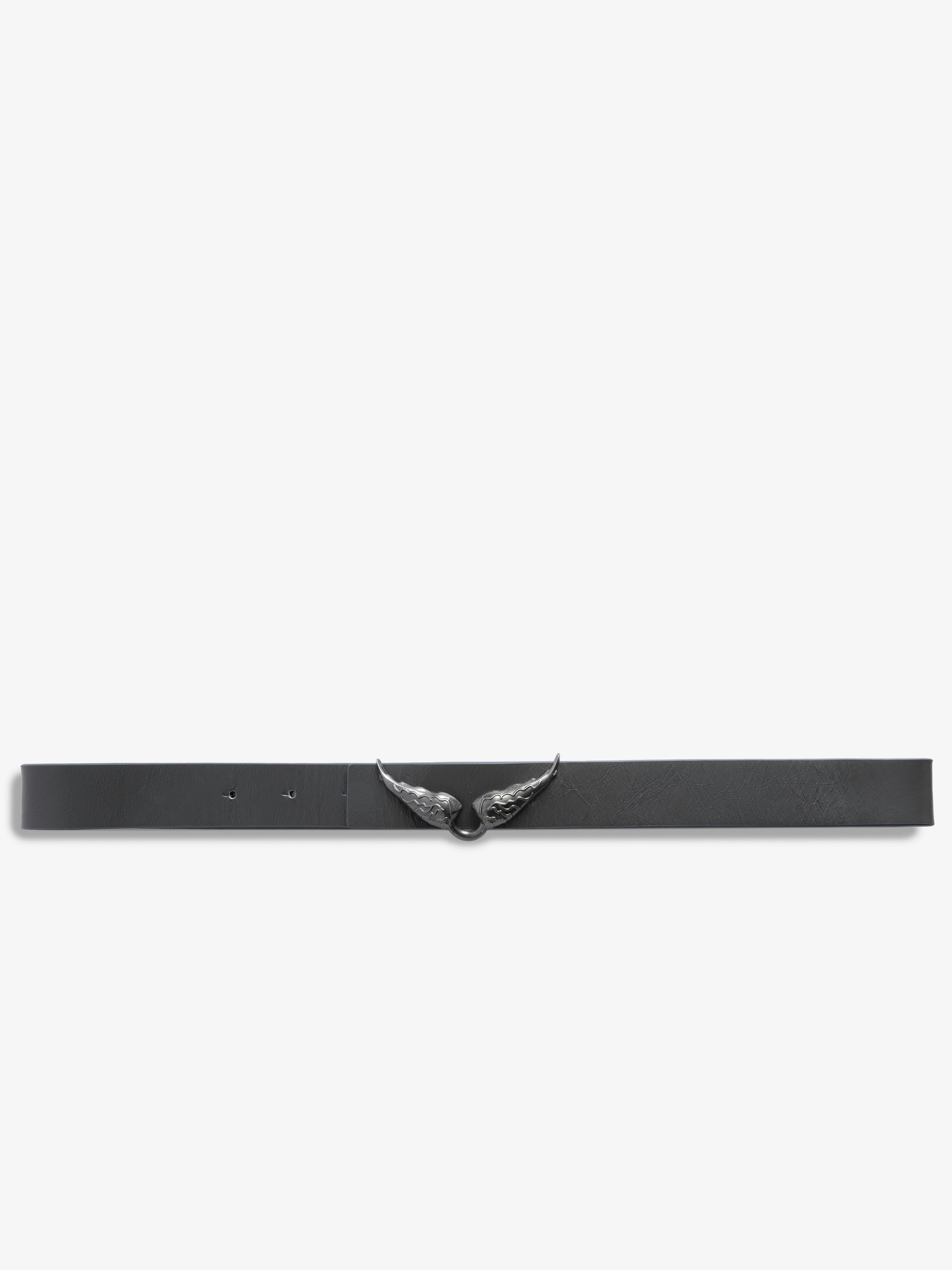 Rock Reversible Vintage Belt - Reversible belt with 30mm width in vintage effect leather with wing-shaped buckle.