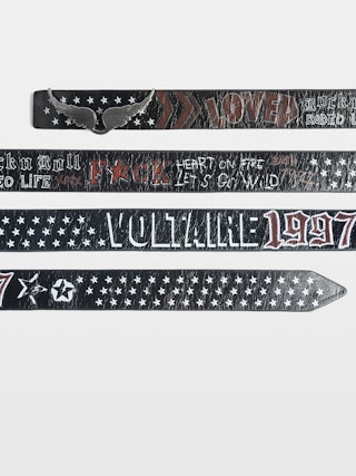Belt Rock Reversible Punk 30mm - Reversible belt with 30mm width in vintage-effect leather with wing-shaped buckle.