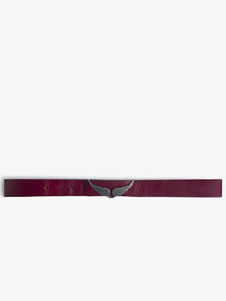 Ceinture Rock Reversible Punk 30mm - Ceinture réversible de largeur 30mm en cuir effet inspiré vintage avec boucle en forme d'ailes.