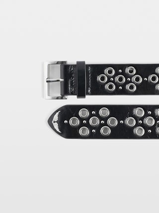 Belt Starlight Eyelets - Starlight belt in vintage leather, 35 mm, embellished with eyelets and studs.