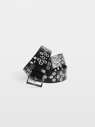 Belt Starlight Eyelets - Starlight belt in vintage leather, 35 mm, embellished with eyelets and studs.