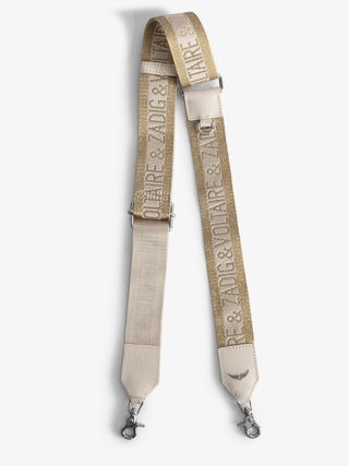 Zadig Glitter Shoulder Strap - Adjustable nylon-effect shoulder strap with leather finish and wing signatures.