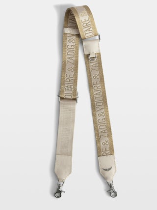 Bandolera Zadig Glitter - Correa ajustable efecto nylon con acabado en cuero y firmas de alas.