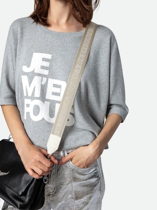 Zadig Glitter Shoulder Strap - Adjustable nylon-effect shoulder strap with leather finish and wing signatures.