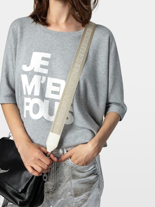 Bandolera Zadig Glitter - Correa ajustable efecto nylon con acabado en cuero y firmas de alas.