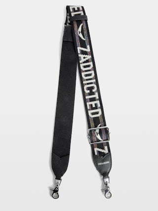 Tracolla Zadig Glitter - Tracolla regolabile effetto nylon con finitura in pelle e firme ad ali.