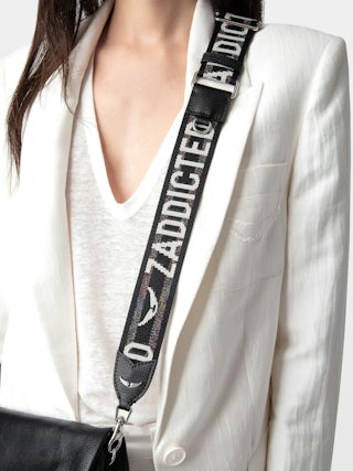 Tracolla Zadig Glitter - Tracolla regolabile effetto nylon con finitura in pelle e firme ad ali.