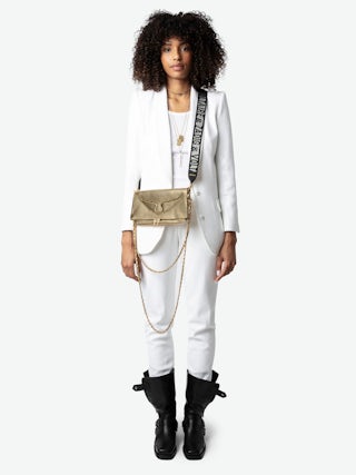 Zadig Glitter Shoulder Strap - Adjustable shoulder strap with nylon effect finish and leather wings signatures.