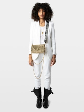 Tracolla Zadig Glitter - Tracolla regolabile effetto nylon con finitura in pelle e firme ali.