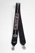 Wild Shoulder Strap - Women's studded shoulder strap in grained leather with snakeskin-effect inserts