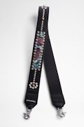 Wild Shoulder Strap - Women's studded shoulder strap in grained leather with snakeskin-effect inserts