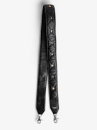 Tracolla Wild - Tracolla in pelle nera trapuntata con charm argento e oro donna.
