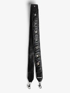 Tracolla Wild - Tracolla in pelle nera trapuntata con charm argento e oro donna.