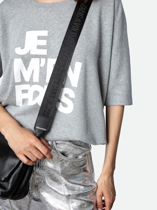 Zadig Shoulder Strap - Black leather shoulder strap.